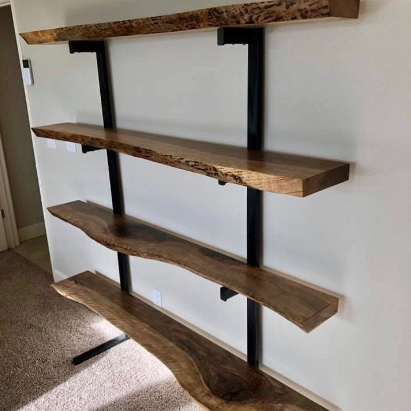 Beautiful view of Walnut Custom Built Shelving For Home Office