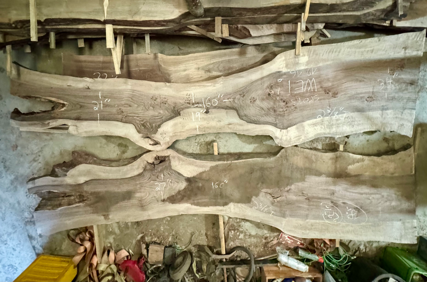 160" English walnut book match